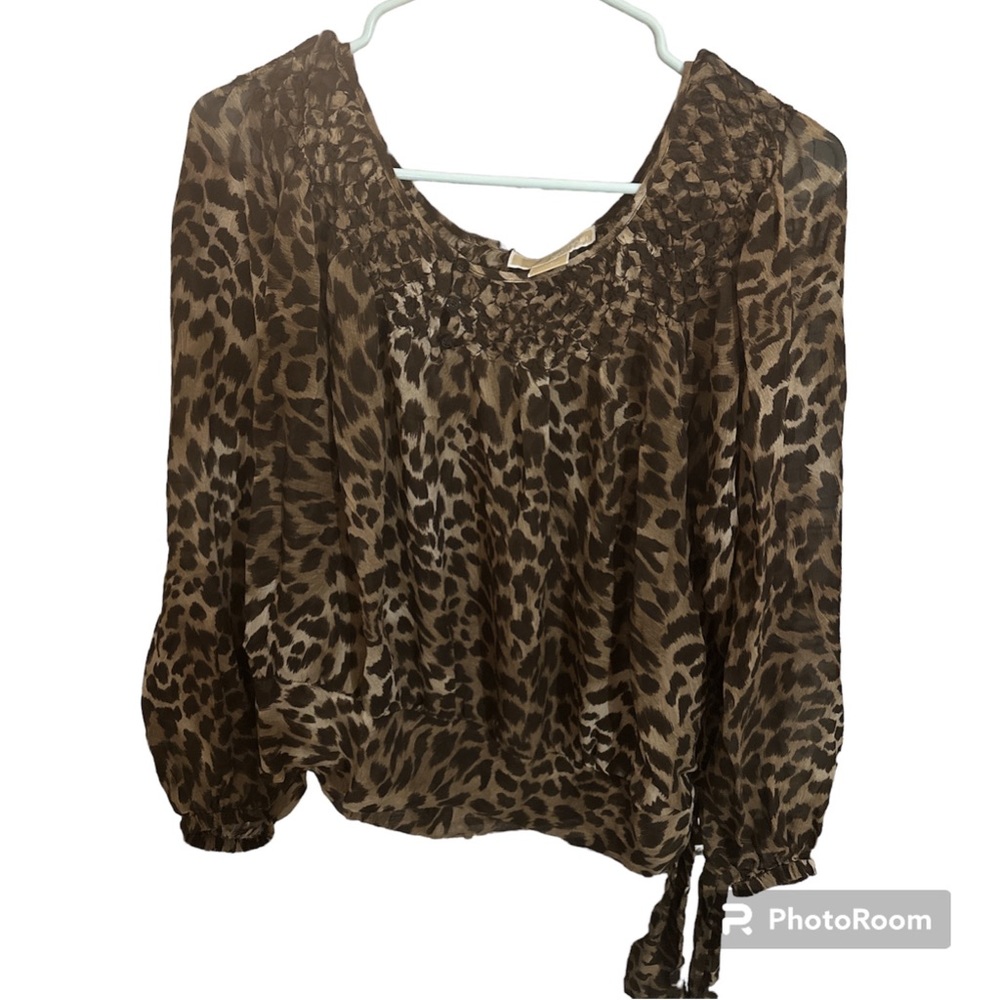 NWOT Micheal kors leopard long sleeve with tie on side so cute size one x